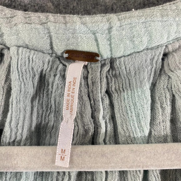 Free People Tank Top Medium Green Gray Plaid Sleeveless Button-Up Tunic - Picture 8 of 8